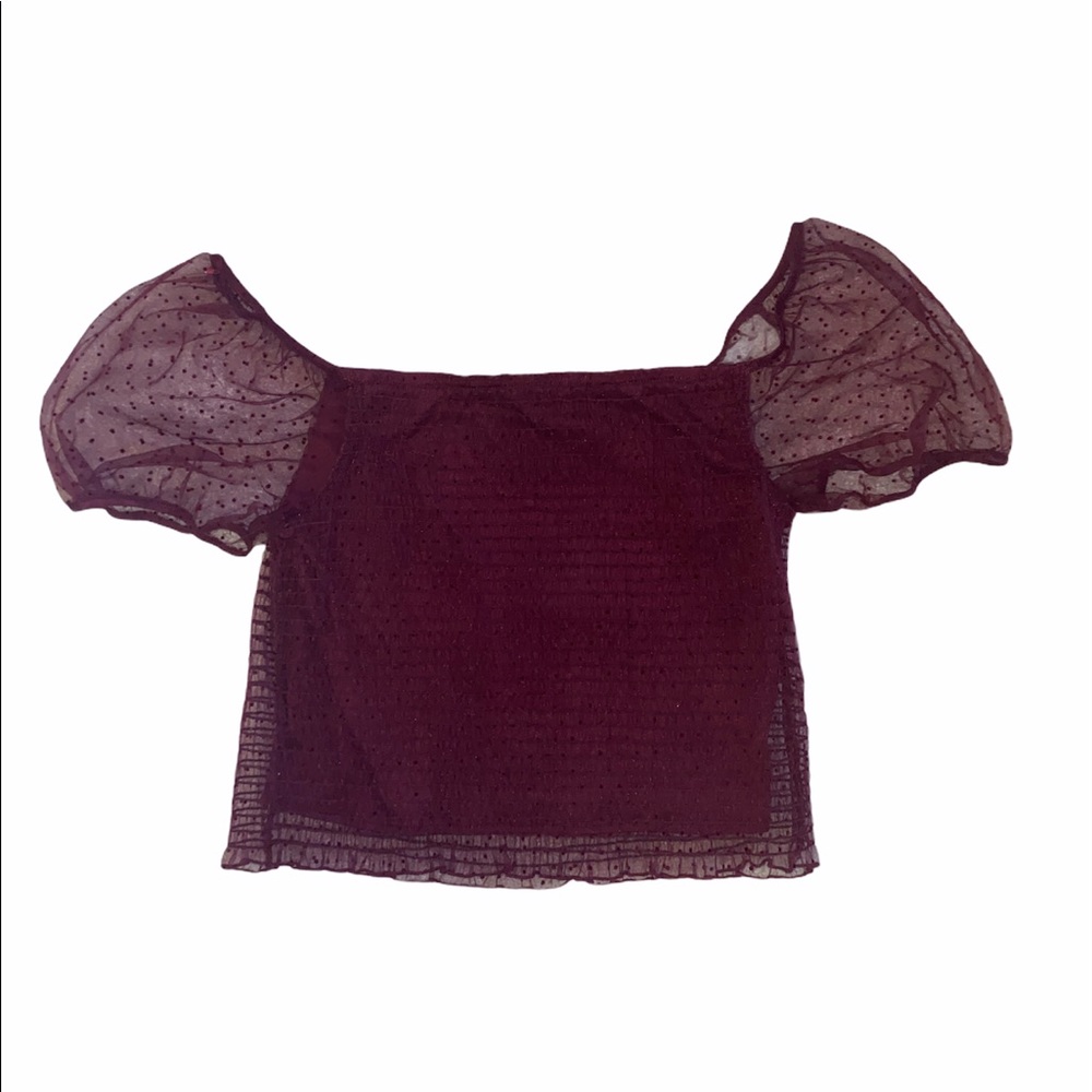 ❤️Maroon-mesh milk-maid top❤️